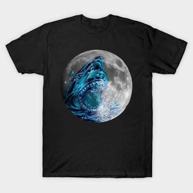 Shark on the Moon T-Shirt by gdimido